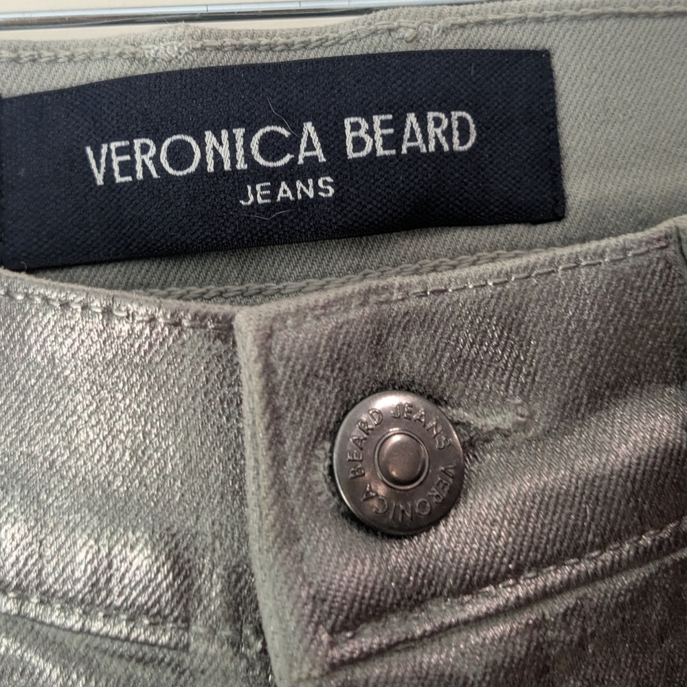 Veronica Beard Carson High Rise Ankle Flare In Light Gunmetal - Picture 3 of 8